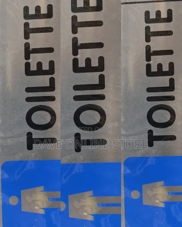 Men's Silver and Blue Aluminum Restroom Sign - TOILETTE - 1