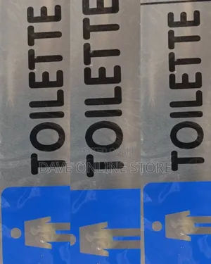 Men's Silver and Blue Aluminum Restroom Sign - TOILETTE