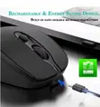 Rechargeable Wireless Mouse - 2.4G Bluetooth, Silent Click, USB-C - 3
