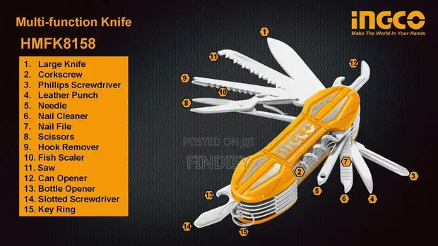 INGCO 15-Function Multifunctional Pocket Knife - 1