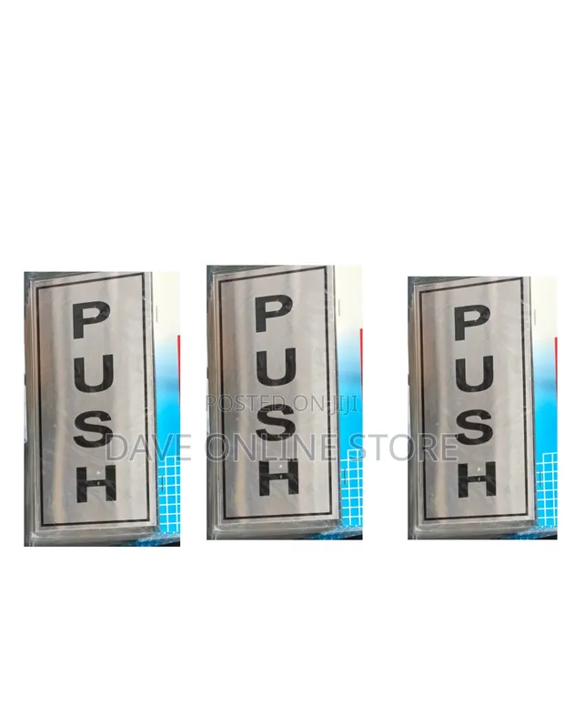 Silver 'PUSH' Door Sign Sticker - 1