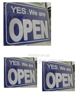 Brand New Blue 'YES, We Are OPEN' Store Sign