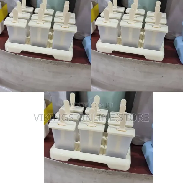 6-Cavity Reusable Plastic Popsicle Mold Set - 1