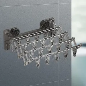 Wall-Mounted Clothes Drying Rack with 20 Clips | Foldable