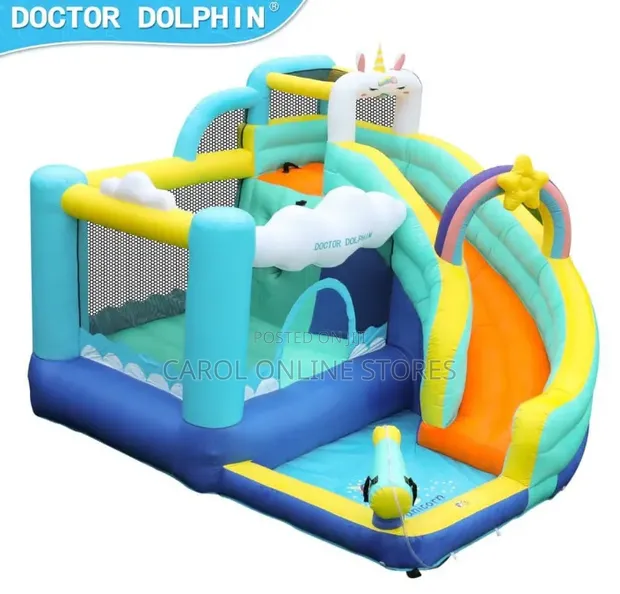 2-in-1 Kids Inflatable Bouncing Castle with Slides - 1