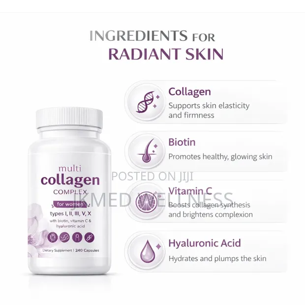 Collagen Complex with Hyaluronic Acid, Biotin, Vit C - 240 Caps - 1