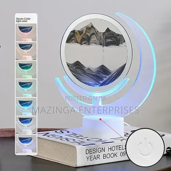 Moving Sand Art Table Lamp - 3D Moon Night Light - 1