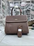 Faux-Leather Handbag with Dual Top Handle - 1
