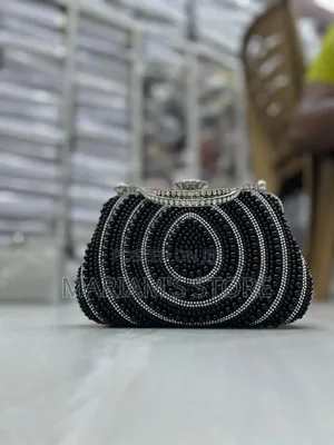 Black Pearl and Rhinestone Evening Clutch