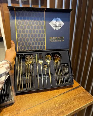 24-Piece Polished Gold Stainless Steel Cutlery Set