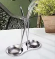 Dual Stainless Steel Vertical Ladle Stand with Drip Tray - 1