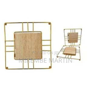 Modern Metal and Wood Trivets / Coasters (Set of 2)
