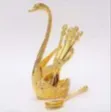 Elegant Golden Swan Cutlery Holder with Fruit Forks/Spoons - 1