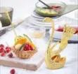 Elegant Golden Swan Cutlery Holder with Fruit Forks/Spoons - 2