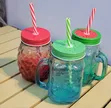 Glass Mason Jar Mugs with Lids & Straws - 1