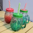 Glass Mason Jar Mugs with Lids & Straws - 2