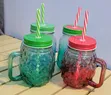 Glass Mason Jar Mugs with Lids & Straws - 3