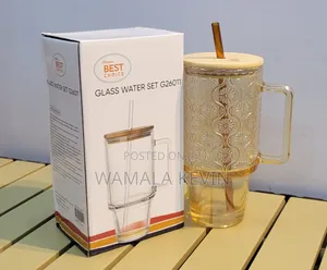 Glass Tumbler Set with Bamboo Lid & Straw
