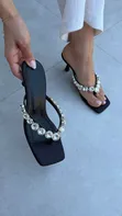 Crystal Thong Kitten Heel Shoes - 1
