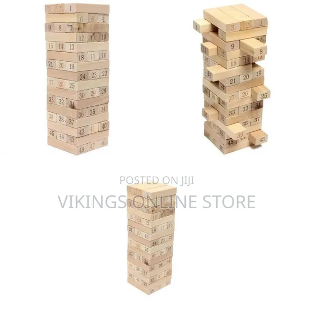 54-Piece Big Size Wooden Jenga Tower Blocks - 1