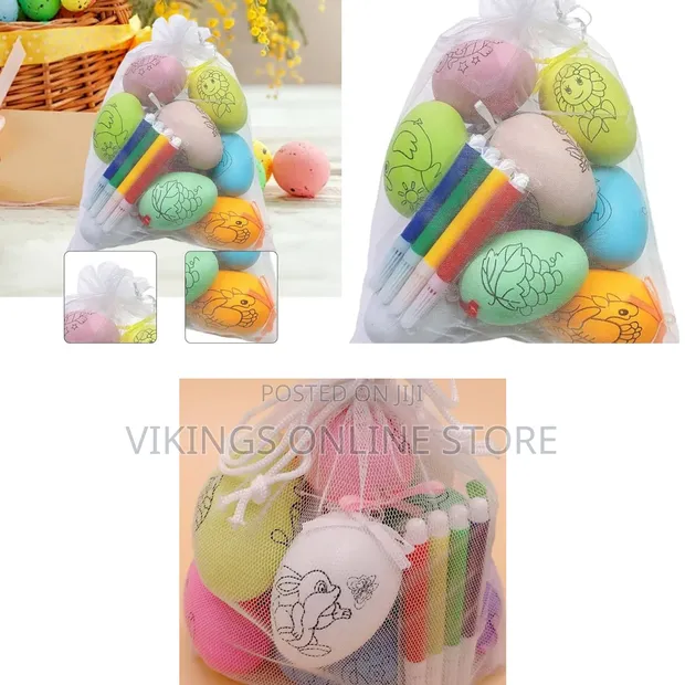12 PCS Plastic Easter Egg Kit with Markers - 1