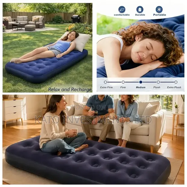 Single Inflatable Air Bed with Honeycomb Support - 1