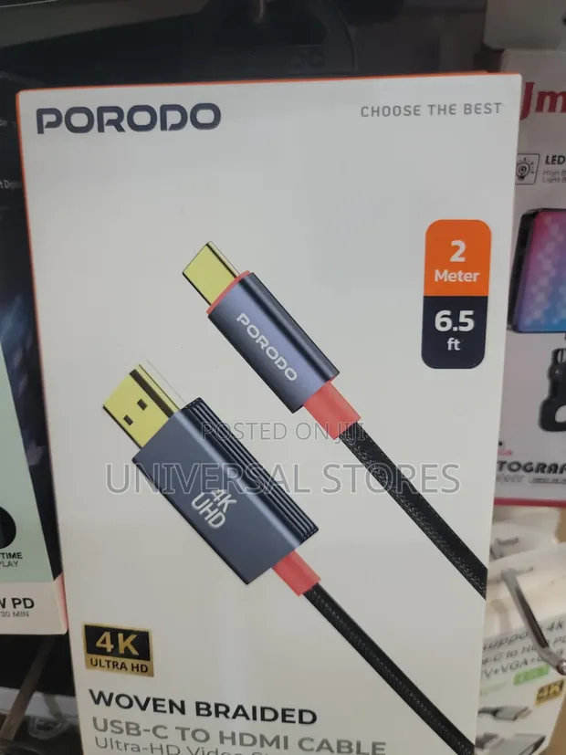 2m Woven Braided USB-C to HDMI Cable - 1