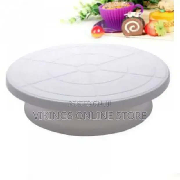 White Plastic Rotating Cake Decorating Turntable - 1
