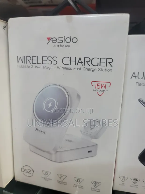 Yesido 3-in-1 Foldable Magnetic Wireless Fast Charger Station (White) - 1