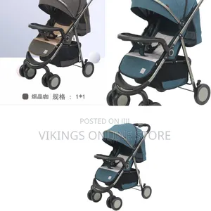 Blue Foldable Baby Stroller with Adjustable Canopy
