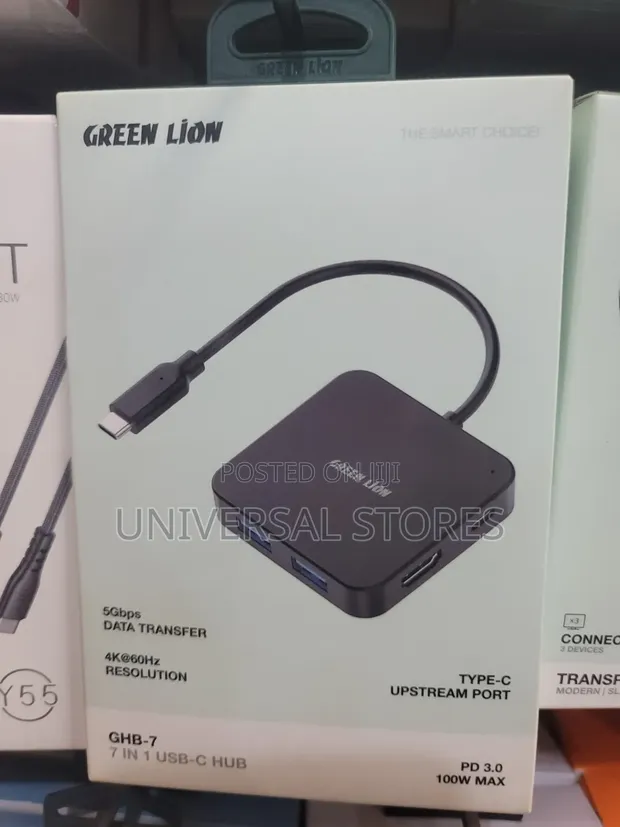 Green Lion GHB-7 7-in-1 USB-C Hub - Black - 1