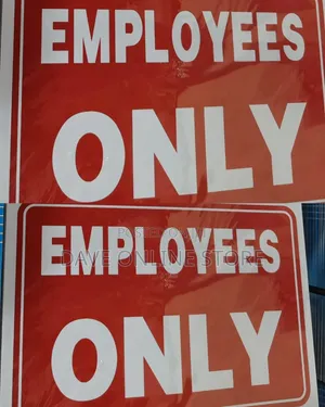 Employees Only Sign - Red and White Plastic