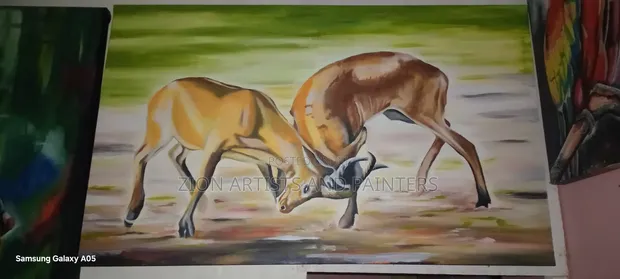 Kobs Wrestling Acrylic Painting - 1