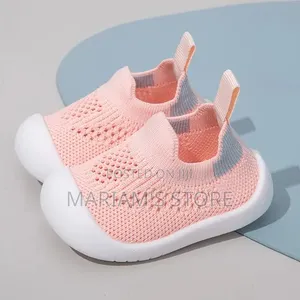 Breathable Pink Baby Sock Shoes - Flexible Knit