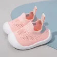 Breathable Pink Baby Sock Shoes - Flexible Knit - 2