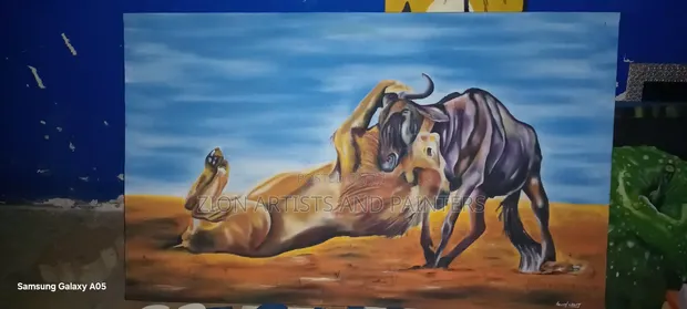 Lion Hunting Wild Beast Painting - 1