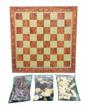 Foldable 3-in-1 Wooden Board Game Set: Chess, Checkers, Backgammon