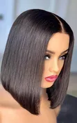 Human Bob Wig - Black - 2