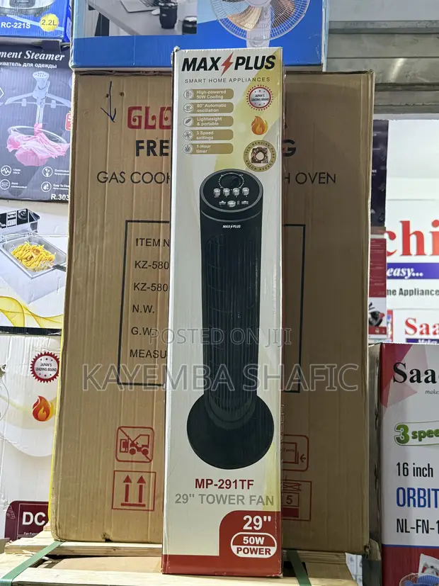 Max Plus MP-291TF 29" Electric Tower Fan - Brand New Black - 1
