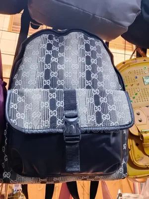 Grey and Black Monogram Patterned Backpack