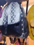 Grey and Black Monogram Patterned Backpack - 2