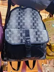 Grey and Black Monogram Patterned Backpack - 3