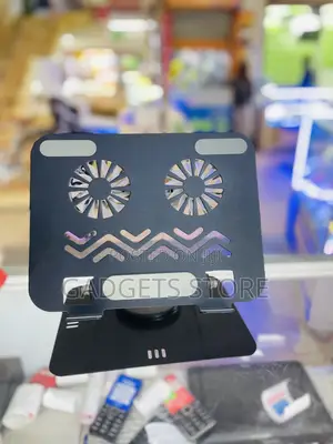 360° Rotating Carbon Steel Laptop Stand with Dual Cooling Fans