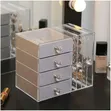 Lady's 4 Drawer Clear Acrylic Jewelry Box with Hanging Earring Holder - 1