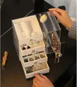Lady's 4 Drawer Clear Acrylic Jewelry Box with Hanging Earring Holder - 3
