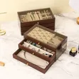 3-Layer Wooden Jewelry Box with Transparent Window - 2