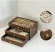 3-Layer Wooden Jewelry Box with Transparent Window - 5