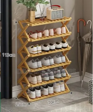 6 Layer Collapsible Bamboo Shoe Rack