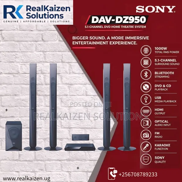 Sony 5.1Ch Bluetooth DAV-DZ950 DVD Home Theatre System 1000W - 1