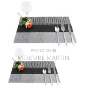 6 Piece Table Place Mats - Black & Grey